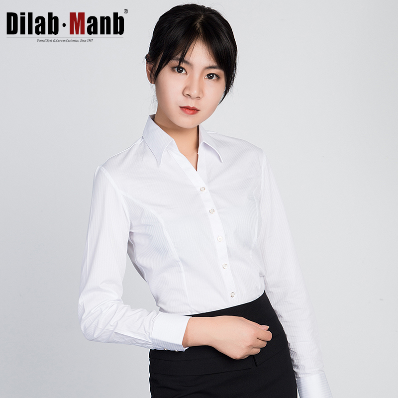 Dimeng white shirt women's long-sleeved professional business overalls commuter interview dress up temperament OL shirt spring and autumn