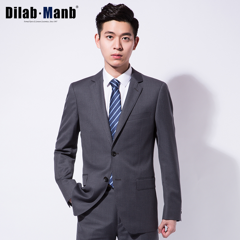 Dimont men's suit spring and autumn wool professional suit gray Korean version business interview custom work uniform - Taobao