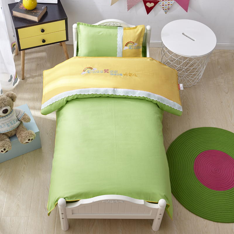 Embroidered kindergarten quilt three-piece set of cotton children's nap with core quilt six-piece set custom garden standard LOGO