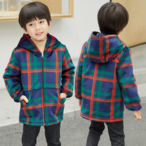 Children's overalls fall and winter long sleeve boys padded down jacket anti-dirty overalls baby eating clothes children painting apron