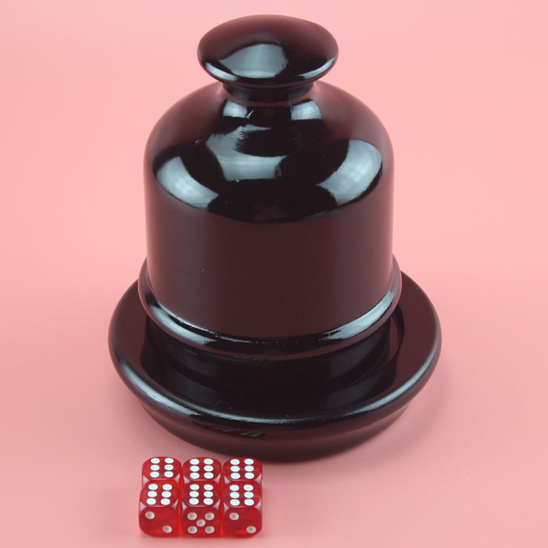 High-grade black wood dice cup Sic Bo bet size bet with a bottom tray screen cup to send 6 acrylic dice