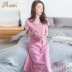 Nightdress nữ mùa hè bông hàng đầu dưa đầu có thể được đeo bên ngoài ngắn tay áo phần mỏng ngực lỏng pad sexy đồ ngủ vay ngu lua cao cap Đêm đầm