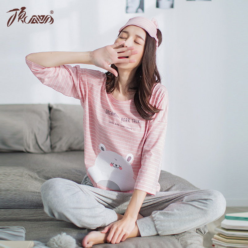 Pyjama pour femme en Coton à manches - Ref 2993042 Image 3