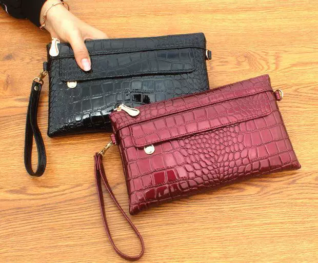 2019 phong cách nóng túi clutch nữ túi nhỏ sứ giả mẫu cá sấu mới bằng sáng chế ví da đeo vai túi tiền xu - Túi xách nữ