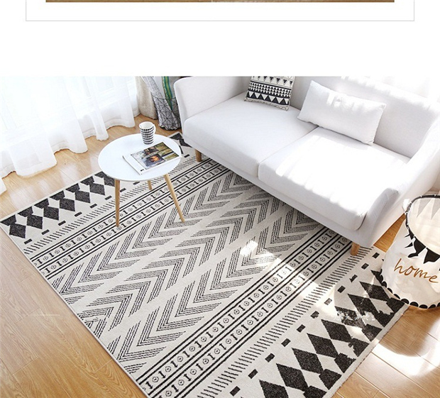 Bắc Âu đen và trắng kim cương sofa bàn cà phê mat / mô hình hình học hiện đại thảm phòng khách / phòng ngủ lưới màu đỏ phòng mô hình - Thảm thảm cuộn