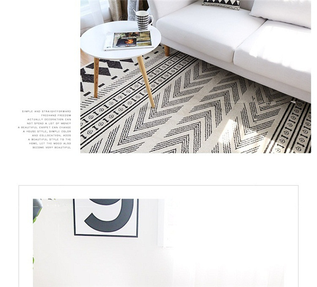 Bắc Âu đen và trắng kim cương sofa bàn cà phê mat / mô hình hình học hiện đại thảm phòng khách / phòng ngủ lưới màu đỏ phòng mô hình - Thảm thảm cuộn