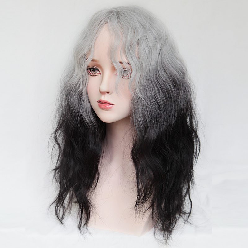 Wool-Like Wig in the Same Style as Mumu, Super Cool and Unique, Mysterious White Gradient, Halloween Internet Celebrity Female Full-Head Wig Wool-Like Wig in the Same Style as Mumu, Super Cool and Unique, Mysterious White Gradient, Halloween Internet Celebrity Female Full-Head Wig