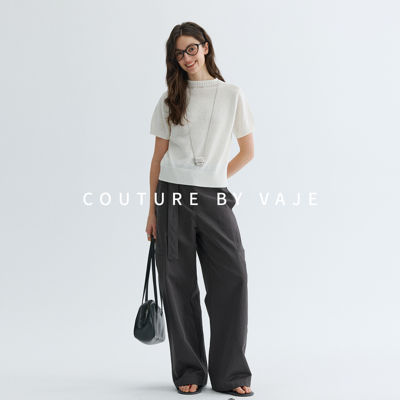Vaje Linen Knitwear Workwear Casual Pants Set for Women Summer 2026 Super Trendy Outfit Complete Set Top and Scythe Pants Vaje Linen Knitwear Workwear Casual Pants Set for Women Summer 2026 Super Trendy Outfit Complete Set Top and Scythe Pants