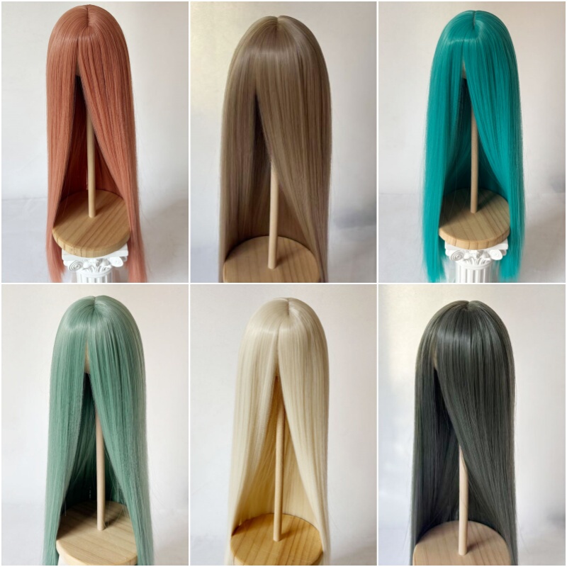 Bjd Wig Matte High-Temperature Fiber Daily Color Series Middle-Part Bangs Long Straight Hair Wig 3/4/6/8 Part Wig