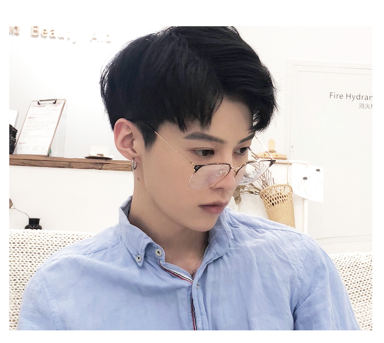 Kính cường lực nam Mo Mo phiên bản Hàn Quốc của màu sắc phù hợp với thiết kế kính vuông khung gương chống xanh phẳng - Kính khung giá kính cận
