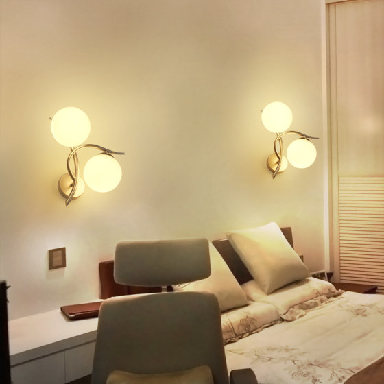 Aisle Corridor Wall Lamp Modern Minimalist Bedroom Bedside Background Wall Lamp Round Glass up and down Stairs Wall Hanging Lamp