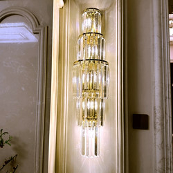 Duplex Wall Lamp for Villa Lobby, Hotel Banquet Hall, Elegant and Luxurious Crystal Wall Lamp 1.2m Ultra-High Decoration