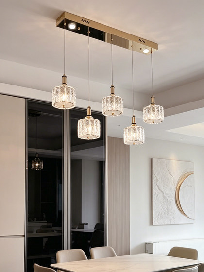 Crystal Dining Room Lamp, Italian Light Luxury 2026 New Model, Modern Minimalist Dining Table Lamp, Linear Bar Island Pendant Light