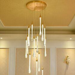 Staircase Chandelier Modern Minimalist Dining Room Lamp Creative Personality Living Room Duplex Rotating Villa Staircase Crystal Chandelier