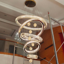 Villa Mezzanine Large Living Room Chandelier Duplex Staircase Loft Open-Air Crystal Chandelier High-End Luxury Lobby Light