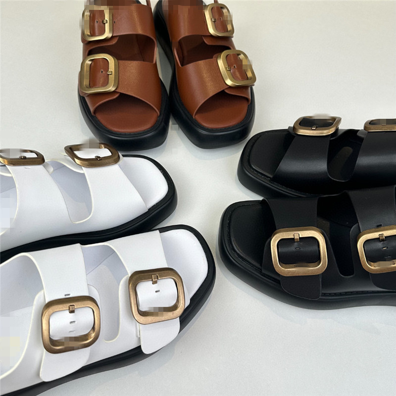 2024 Export Surplus Women's Shoes, New Spring/Summer Thick-Soled Loafers, Platform Sandals, Open-Toe Roman Shoes