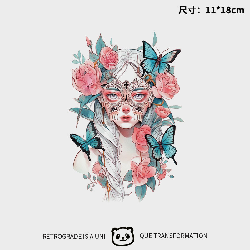 Xmxp Beautiful Flower and Butterfly Girl Tattoo Stickers for Arms and Thighs, Waterproof, Long-Lasting, Fresh and Simple Water Transfer Printing
