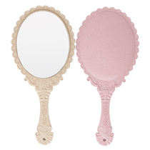 Handheld beauty salon makeup mirror simple fashion medium oval plastic white single face makeup mirror HD lens