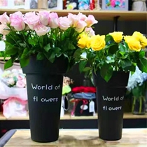 Round plastic flower bucket Flower arrangement bucket frosted vase Florist special flower bucket Flower bucket Household flower tube