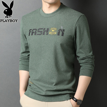 Playboy long sleeve T-shirt mens round neck Korean version of casual thin sweatshirt middle-aged Jersey base shirt