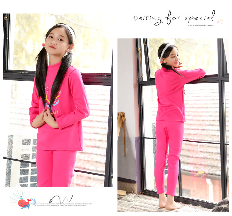 Cô gái mặc đồ lót nhiệt dày cộng với nhung trẻ em đáy quần cao cổ 12 áo len cotton 14 quần áo mùa thu 16 tuổi bộ đồ cotton cho bé trai