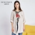 Desais mùa thu màu rắn Anh áo khoác gió thời trang không thường xuyên hem áo gió lỏng quần áo phụ nữ - Trench Coat áo phao nữ dáng dài Trench Coat