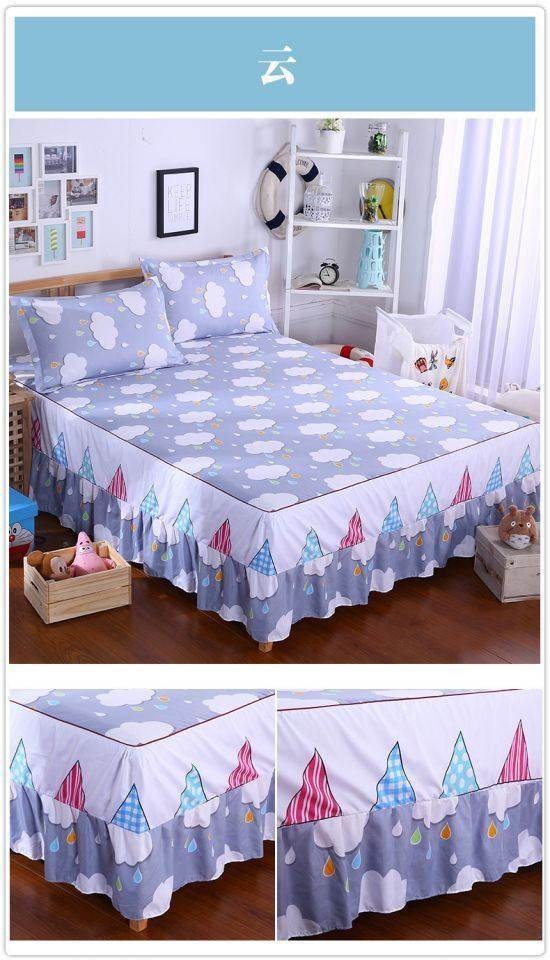 Váy ngủ một mảnh cotton chống trượt 100% cotton 1,5m1,8m trải giường đơn đôi 2x2,2 m trải giường 1,2 váy giường