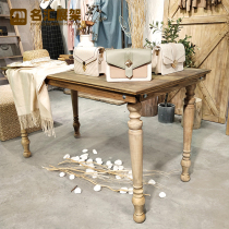 Table shelf display stand Assembly table combination clothing store retro solid wood high and low floor-to-ceiling display cabinet bag shoe rack