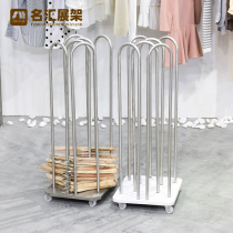 Clothing store dedicated hanger storage artifact stainless steel movable womens clothing childrens clothing store hangers