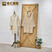 Solid Wood Retro Countryside Barn Door Decoration Single Hanging Wooden Shop Window Show Rack Womens Clothing Shop Stand Flower Shop Renovated