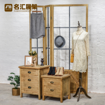 Retro Solid Wood Iron Art Folding Screen American Countryside Clothing Shop Window Partition Photographic Shed Florist display Show
