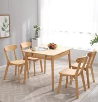 Nordic solid wood folding telescopic dining table and chairs package Home small family type rectangular wood dining table push-pull lifting