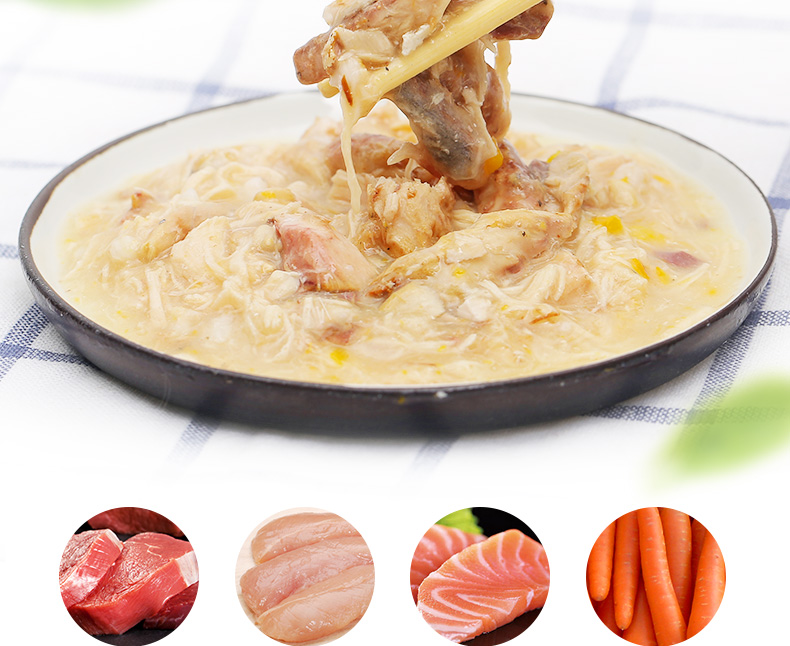 Pocci net thú ăn nhẹ Yi chó con cá hồi hầm gà thức ăn ướt 110g * 12 gói đồ ăn nhẹ cho chó nhiều hương vị - Đồ ăn vặt cho chó cám royal canin