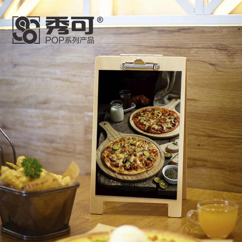 Show Wooden Show Shelves A-type Desktop Advertising Frame Price Tag Menu Board Plywood Folder Convenience Stickup Bar table Table Menu Table Menu Menu Plate of the Milk Tea Price Table