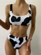 2020 người mẫu nóng bỏng bò in bikini phụ nữ sexy đi biển áo vest đi biển ngoại thương áo tắm xẻ tà Âu Mỹ - Bikinis