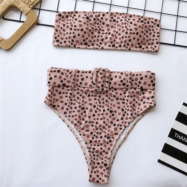 New Bandeau Bikini Women's High Waist Printed Split Swimsuit European and American Popular Swimwear Sexy Swimwear Hot Sale 2019