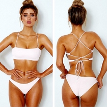 2018 Solid Color Bikini Women Strap Swimsuit Cross Multi-color European and American New Bikini Sexy Swimsuit Women