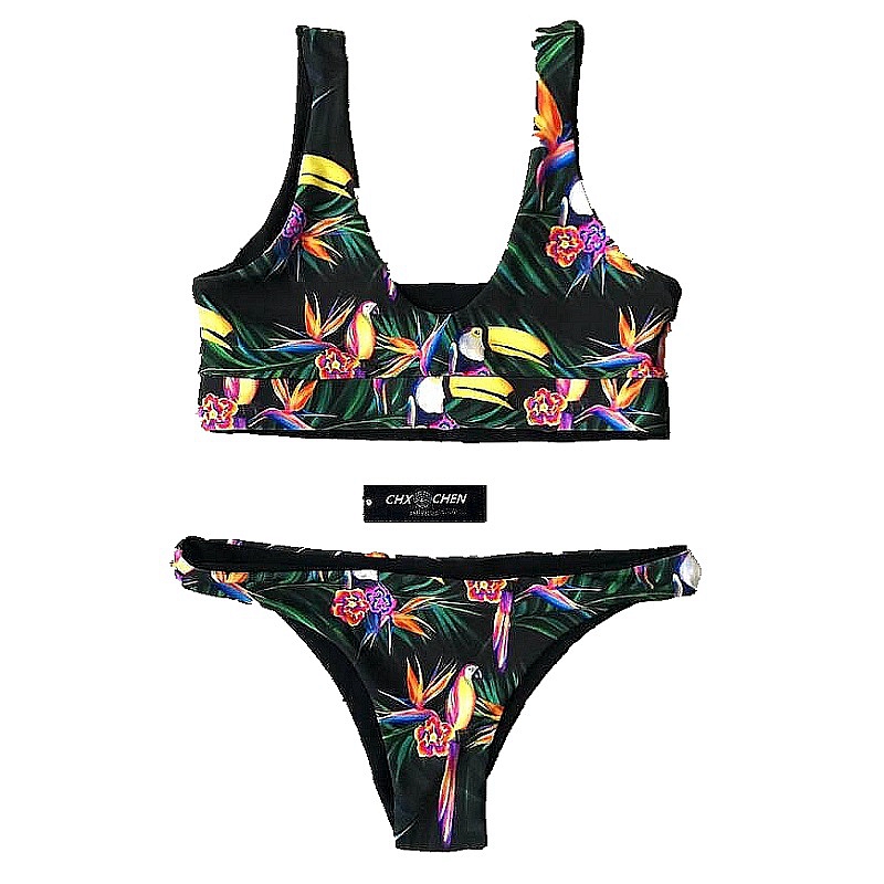 018 speed bán Amazon mẫu người mẫu bikini áo tắm hoa và chim in loạt áo tắm bikini mới - Bikinis đồ tắm bikini