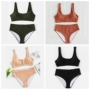 Bikini 2018 AliExpress ebay nổ áo tắm nữ màu rắn nhiều màu eo cao xuyên quốc gia áo tắm chia bikini áo tắm kín đáo