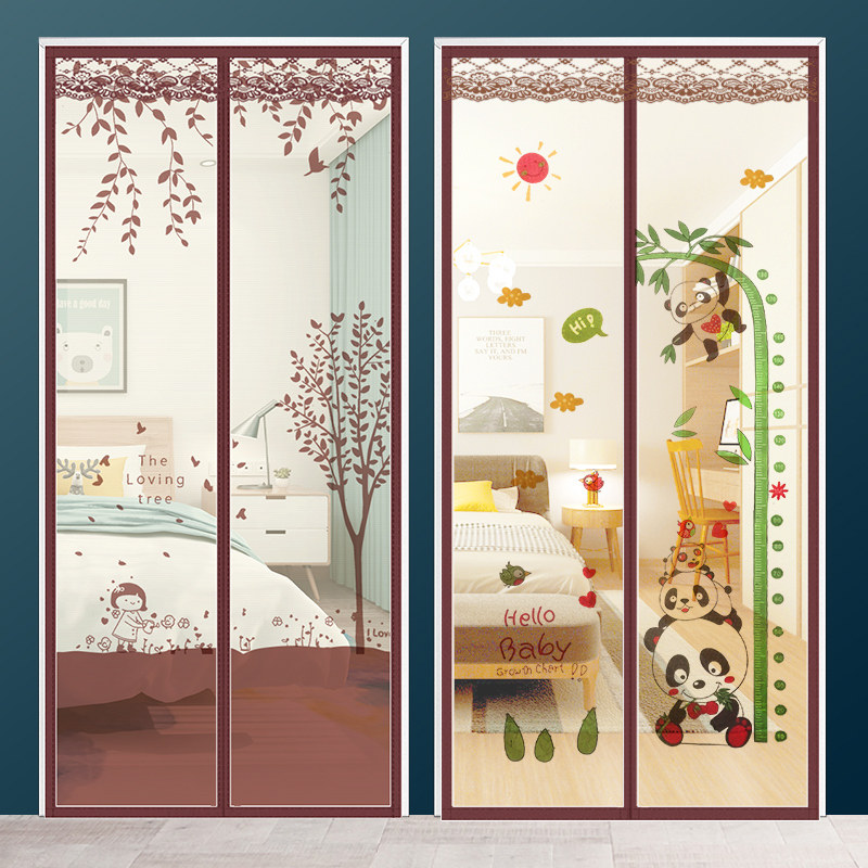 Summer anti-mosquito screen window net door curtain self-adhesive magnet self-absorption anti-fly Velcro free punching home bedroom partition curtain