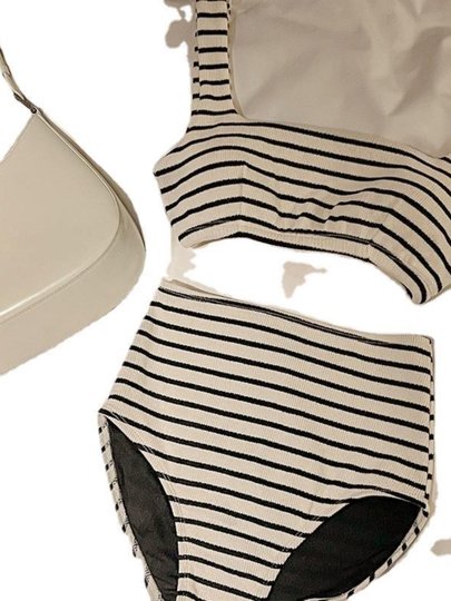 2025 New Popular Women's Swimsuit Summer Two-Piece High-Waisted Strap Striped Sexy Hot Girl Bikini Swimwear