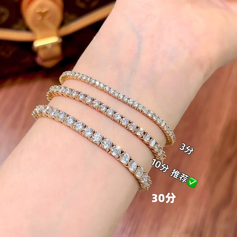 European and American Style Full Diamond-Studded 18K Gold Stacked Tennis Bracelet, Light Luxury, High-End, Exquisite, Fashionable and Elegant Jewelry