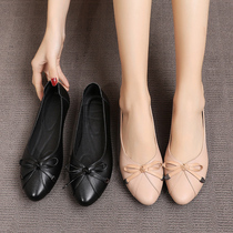 Middle Aged Mother Shoes Soft Bottom Women Comfort Single Shoes Flat Bottom Spring Autumn Light Mouth Butterfly Knot Summer Breathable Casual Shoes Small Size