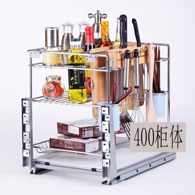 Satoshi Ensemble Cabinet Pull Basket 304 Stainless Steel Kitchen Seasoned Basket Shelve Shelve Vertical Drawer with damping track