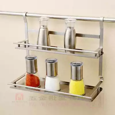 Overall cabinet stainless steel sand flat steel kitchen rack double-layer shelf seasoning bottle rack double-layer wall-mounted kitchen
