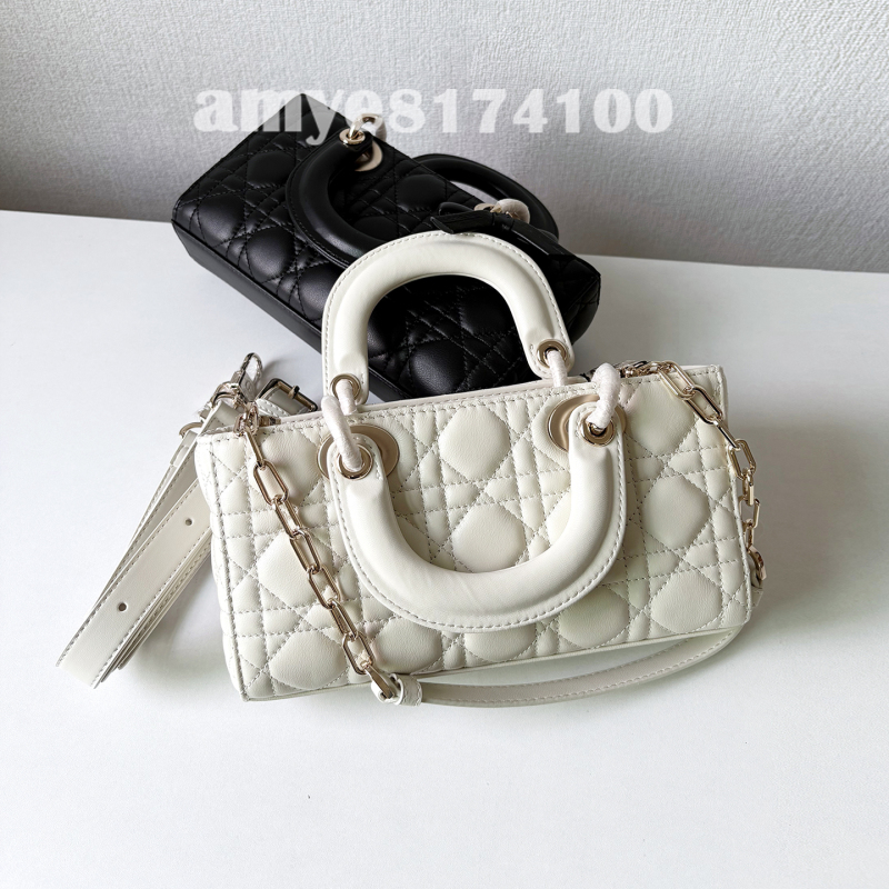Alz Ailizhe New Bow-Knot Cannage Pattern Lady D-Joy Princess Diana Bag Horizontal Version Handbag Crossbody Small Square Bag