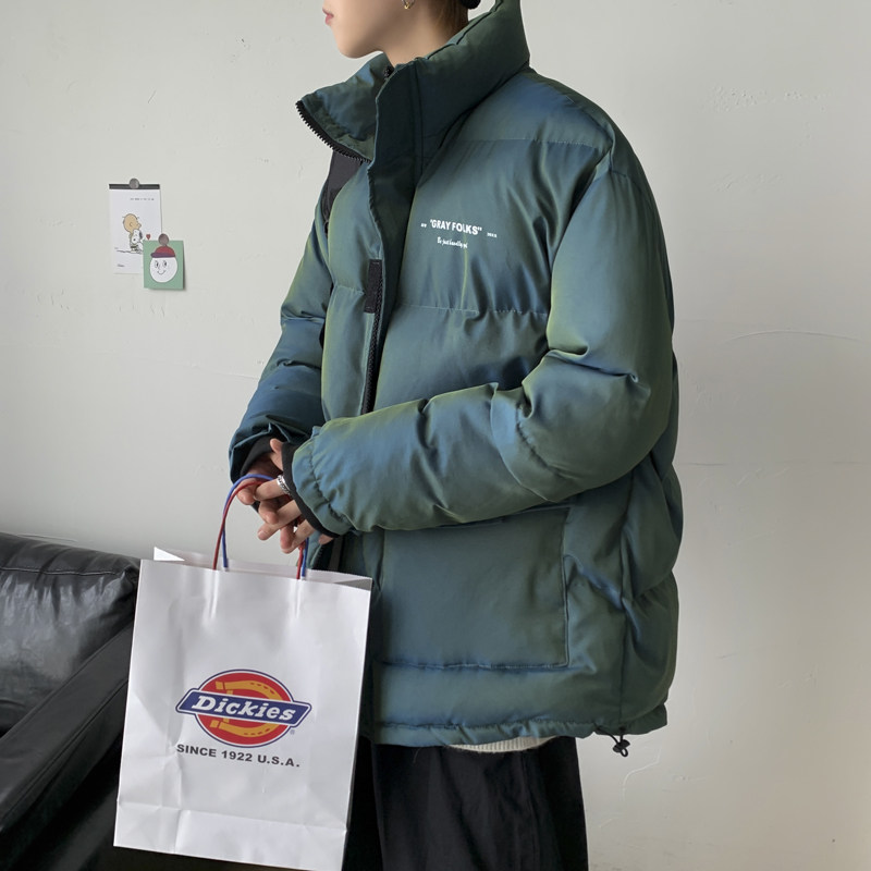 04港风潮流立领保暖棉服男装印花加厚宽松棉衣