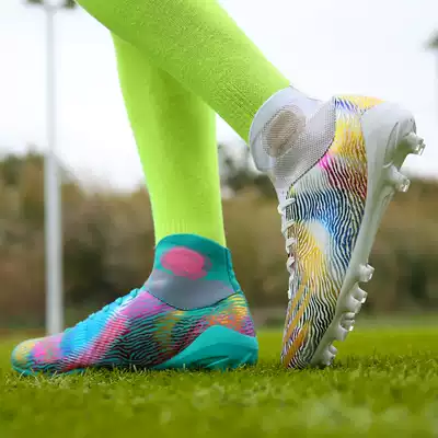 Football shoes men's AG spikes children's artificial grass tf broken nails high tube Cristiano Ronaldo female sports primary and secondary school students training shoes