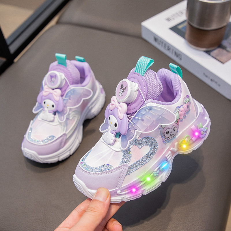 Girls' Kuromi Light-Up Shoes 2026 Spring New Style Girls' Princess Shoes Children's Rotating Buckle Sports Dad Shoes Trendy Girls' Kuromi Light-Up Shoes 2026 Spring New Style Girls' Princess Shoes Children's Rotating Buckle Sports Dad Shoes Trendy