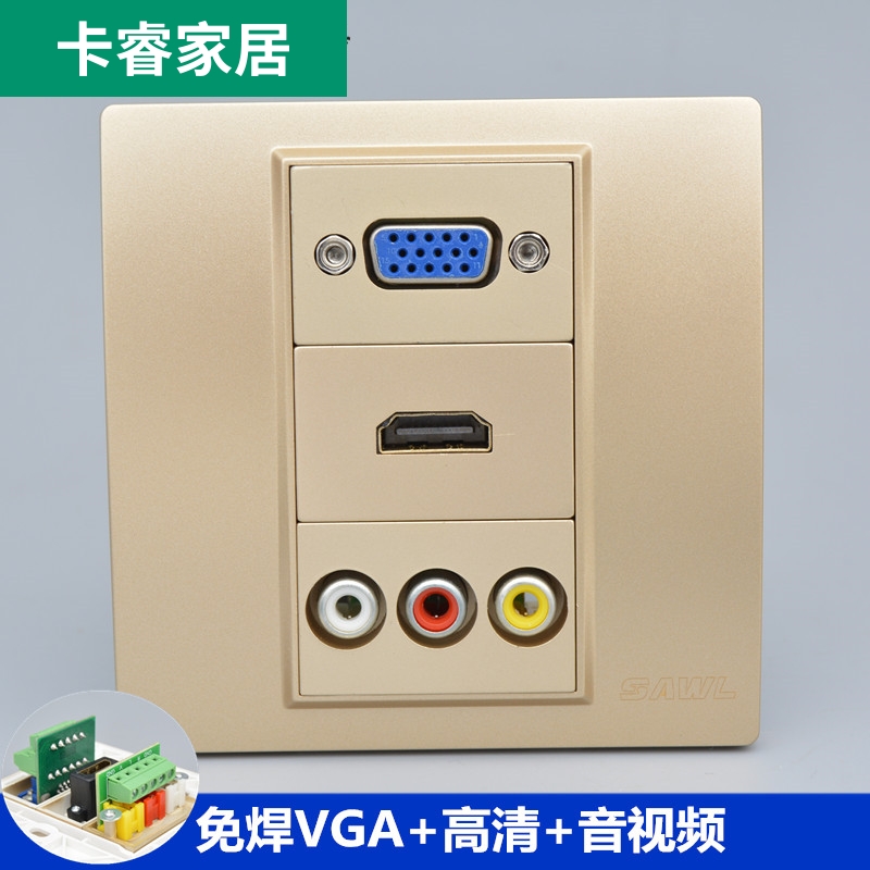 Champagne HDMI High Definition VGA Film Projector Triple Lotus Audio Socket Multifunction Composition Panel 86 Type